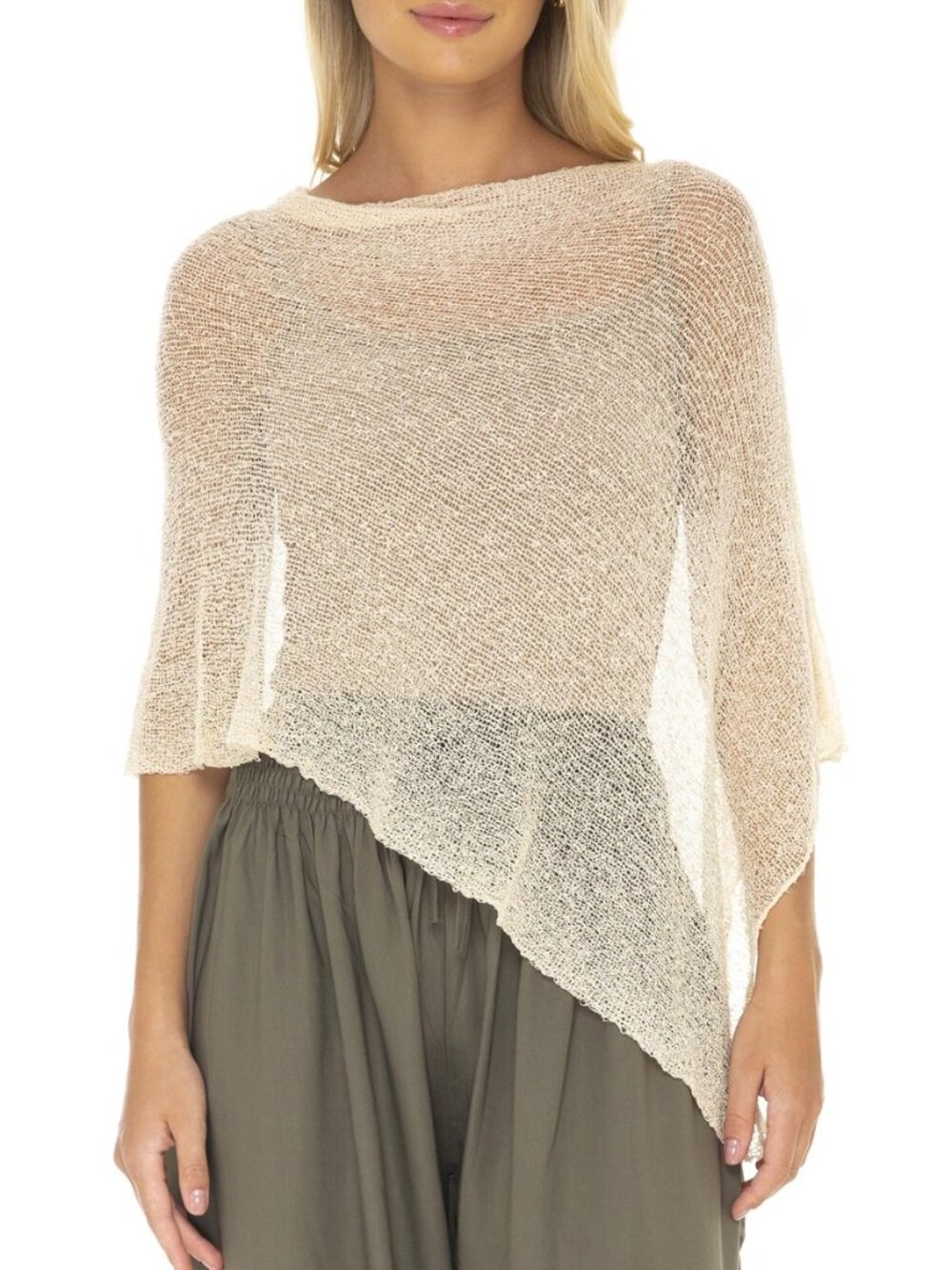 Womens Sheer Knit Poncho Shrug Lightweight Cover Up One Size Fits Most
